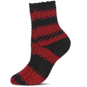 Memoi Women's Mega Stripe Chunky Knit Boot Sock - 1 of 3