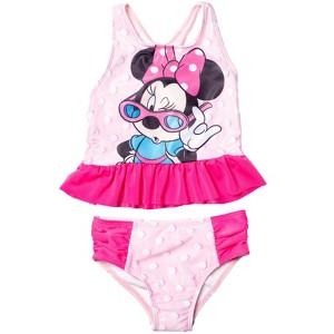 Disney Minnie Mouse Girls UPF 50+ Tankini Top and Bikini Bottom Swim Set Little Kid to Big Kid Sizes (12 Months - 14-16) - 1 of 4