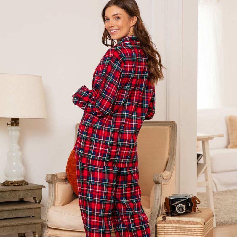 Women's Warm Cotton Flannel Pajamas Set, Soft Long Sleeve Shirt and Pajama Pants with Pockets, 3 of 6