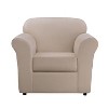 2pc Ultimate Stretch Leather Chair Slipcovers Pebbled Ivory - Sure Fit: Box Cushion Compatible, Machine Washable - image 2 of 4