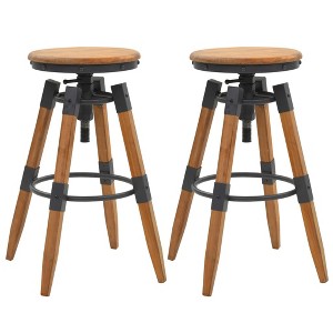 vidaXL Bar Stool Set of 2 Natural Wood Solid Fir Wood & Steel - 1 of 4
