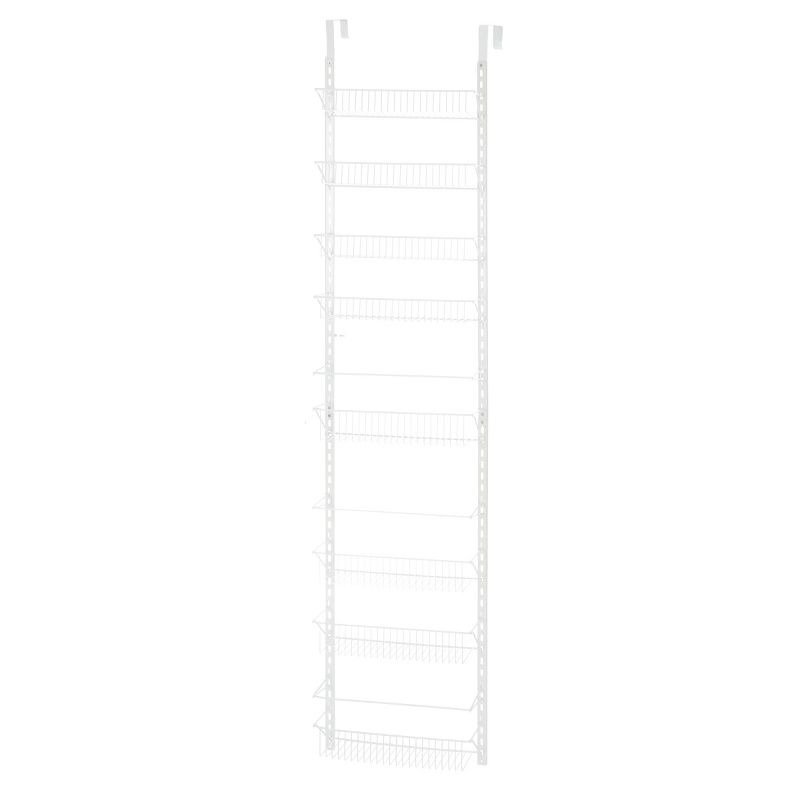 Over the Door Organizer - Hanging Wall Rack for Closet, Bathroom, or Kitchen Organization and Storage - Metal Pantry Shelves by Home-Complete (White), 1 of 9