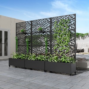 71.37in.L x 35.1in.W x 15.6in.H Black Metal Rectangle Planting Box with Climbing Frame (1-Pack) - 1 of 4