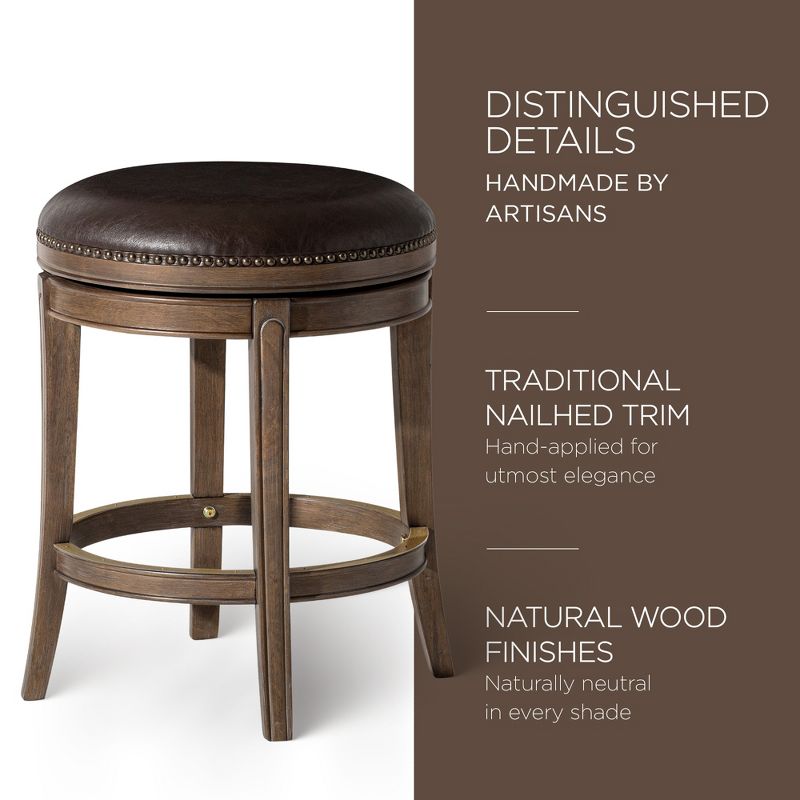 Maven Lane Alexander Backless Kitchen Stool with Vegan Leather Upholstery, 4 of 8