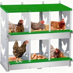 Coucheta Chicken Nesting Box, Wall Mount/Free Standing Poultry Nest for Chickens, Metal Chicken Laying Boxes with Perch, Secure Lid, Vented Holes - 1 of 2