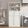 Tall Bathroom Cabinet, Floor Storage Cabinet with Doors & 2 Drawers, 51" H Tall Organizer Cabinet Freestanding for Bathroom, Living Room, Kitchen - 3 of 4