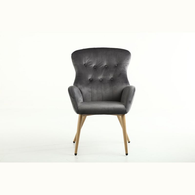 Modern Tufted Button Wing Back Accent Chair with Metal Legs - ModernLuxe, 2 of 7