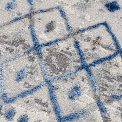 Hannah Moroccan Blue and Cream 5' x 7' Area Rug