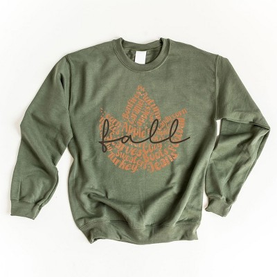 Simply Sage Market Women's Graphic Sweatshirt Cursive Fall Leaf