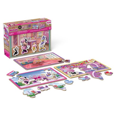 Coffret de 4 puzzle de 4 pieces Minnie en bois enfant pas cher 