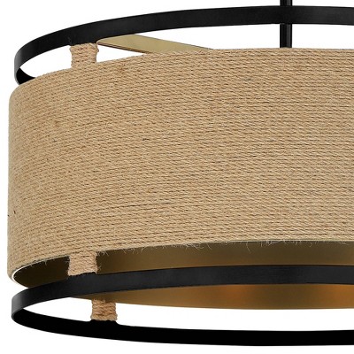 Windward Passage 4-Light Coal and Soft Brass Drum Ceiling Light
