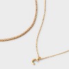 14K Gold Dipped Cubic Zirconia Initial Necklace Set 2pc - A New Day™ Gold - 3 of 3