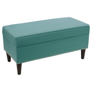Arcadia Upholstered Nail Button Storage Bench - Laguna Linen - Skyline Furniture , Green
