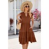 Adjustable chest Drawstring Coolmee Women Summer V-neck Ruffled Short Sleeve Casual Midi Dress With Pockets Dress - 2 of 4