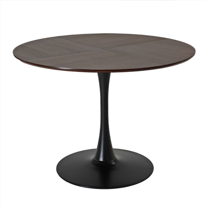 42.13" Modern Round Dining Table with Criss Cross Leg,Four Patchwork Tabletops with  Solid Wood Veneer Table Top,Metal Base Dining Table-Maison Boucle, 5 of 8