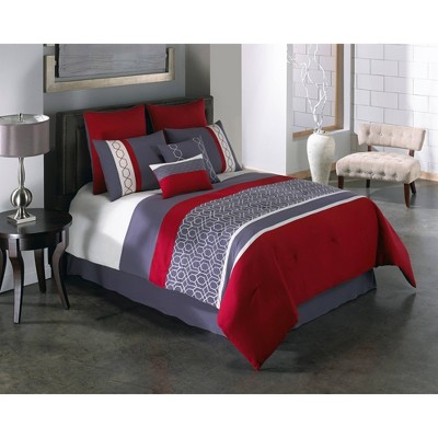 Queen 8pc Cypress Comforter Set Red/Gray - Riverbrook Home