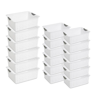 12 Sterilite 16248006 Medium Ultra Plastic Storage Bin Organizer Basket White