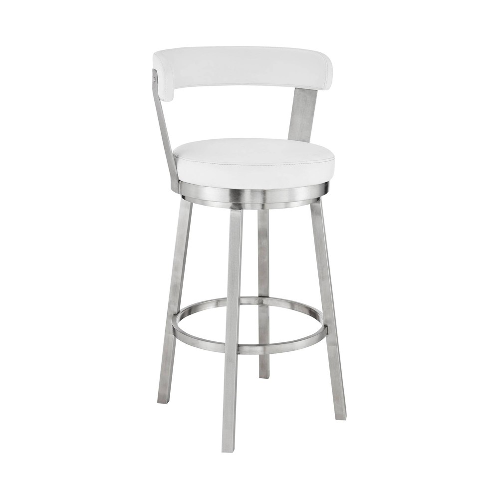 26" Kobe Counter Height Barstool - Armen Living: Swivel, Low Back, Footrest