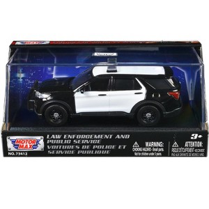 2022 Ford Police Interceptor Black & White Unmarked "Law Enforcement & Public Service" 1/43 Diecast Model Car by Motormax - 1 of 3