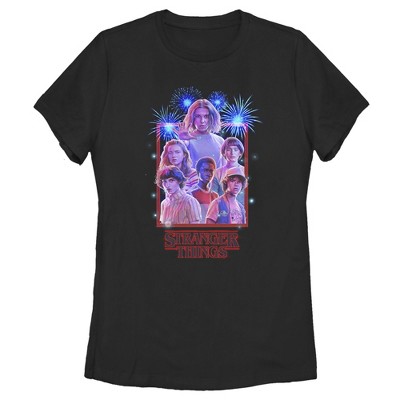 Women's Stranger Things Fourth of July  Character Frame T-Shirt
