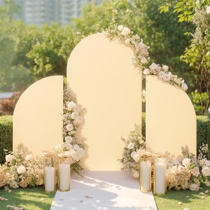 COZONY 3-Piece Arch Backdrop Stand Set - 5ft/7.2ft/5ft Double-Sided Stretchy Covers, Round & Half Moon Top for Wedding/Birthday/Baby Showe - 1 of 4