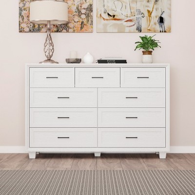 FUFU&GAGA Modern Wooden Dresser Chest of Drawers: Deep Grain, Metal Handles, Organized Bedroom Storage
