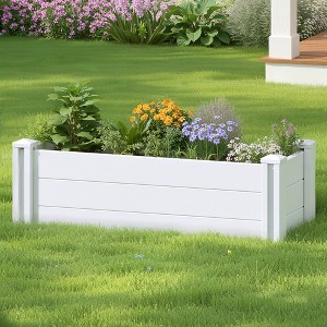 Lirago 35.4" x 11.8" x 11.8" White PVC Modular Garden Fence Panel-Durable, Easy to Install & Soil Improvement Solution - 1 of 4