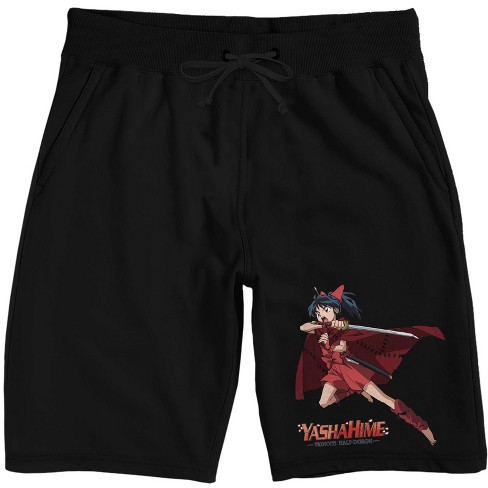 Yashahime Moroha with a Katana Men's Black Sleep Pajama Shorts - image 1 of 3