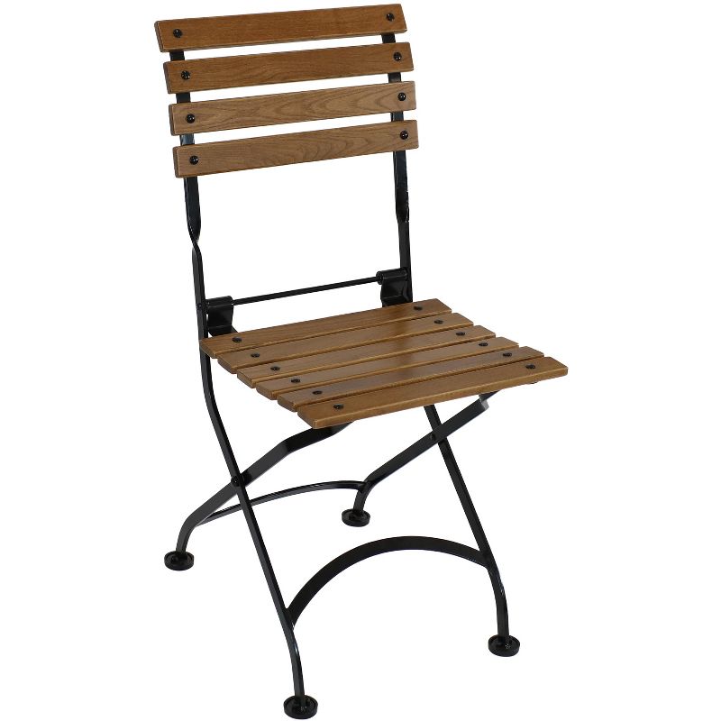 Sunnydaze Indoor/Outdoor Patio or Dining Chestnut Wooden Folding Bistro Arm Chair - Brown, 6 of 13