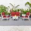 LeisureMod Walbrooke 4-Piece Modern White Patio Conversation Set with Slats Design Square Fire Pit & Tank Holder, Sectional Seat for Outdoor Spaces - 2 of 4