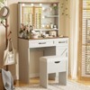 GlasFlength Modern Vanity Tables Set with Mirror Touch Screen Lighted Mirror, Dressing Table with Drawers, White, 31.5"*15.7“*51.3” - 2 of 4