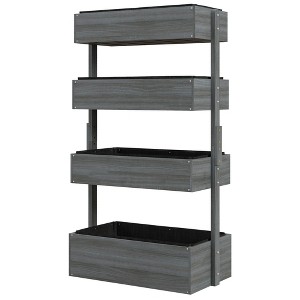 Outdoor Wooden Vertical Garden Planter, 4 Tier Planter Box, Self-Draining for Flowers, Vegetables, Herbs - 1 of 4