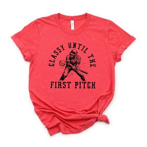 Simply Sage Market Women's Classy Until First Pitch Short Sleeve Garment Dyed Tee - 1 of 2