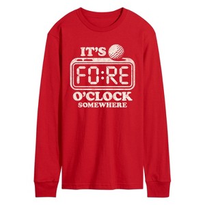 Men's - Instant Message - Golf Fore OClock Somewhere Long Sleeve Graphic T-Shirt - 1 of 3