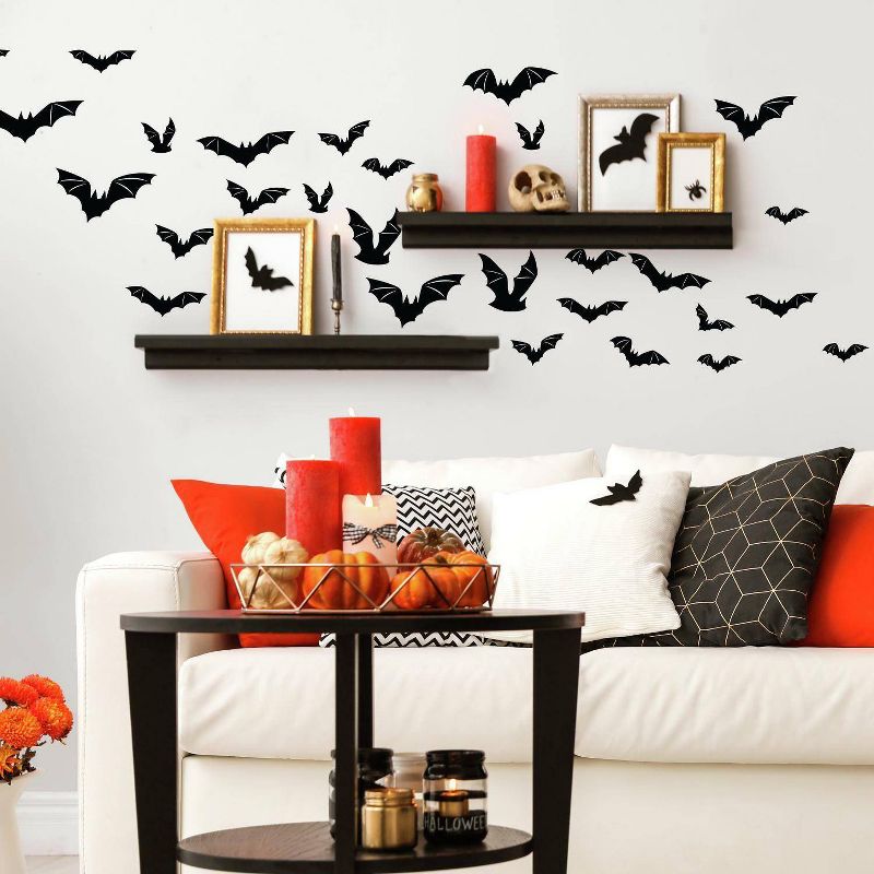Halloween Bats Peel and Stick Wall Decal Black - RoomMates, 1 of 8