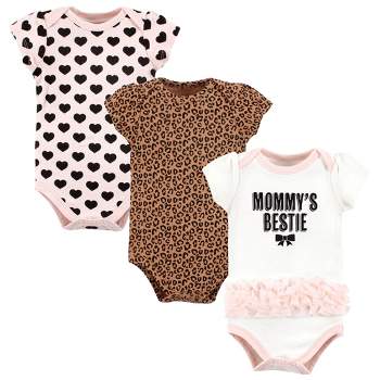 Hudson Baby Infant Girl Cotton Bodysuits, Mommys Bestie Leopard Tutu