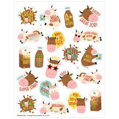 Eureka Brown Cows Chocolate Milk Scented Stickers, Pack of 80 (Pack of 6)