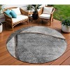 Gray Chocolate And Silver Abstract Washable Indoor Outdoor Area Rug - 2 of 4