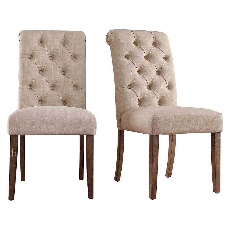 Set of 2 Gramercy Button Tufted Dining Chair Wood - Inspire Q, 1 of 14