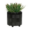 Gulches 2 Piece Ceramic Aztec Planters w/ Saucers, Sizes 4.5x4.5x4.5" & 6x6x5.75" - Perfect for Hall, Bedroom, Florist etc. - 4 of 4