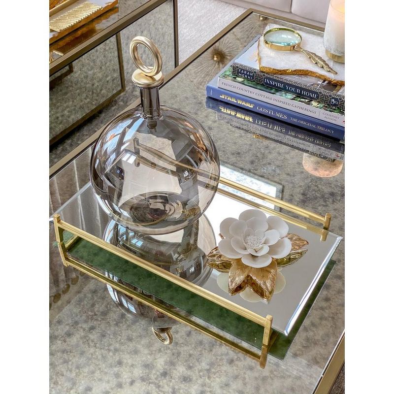 Classic Touch Oblong Mirror Tray with gold Handles - 15.75"L, 2 of 4