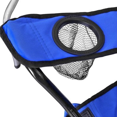 Blue Double Folding Camping Chair with Umbrella and Cooler