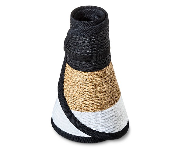 Women's Roll Up Visor Wrap Hat - Merona&#153; Black & Tan & White Striped