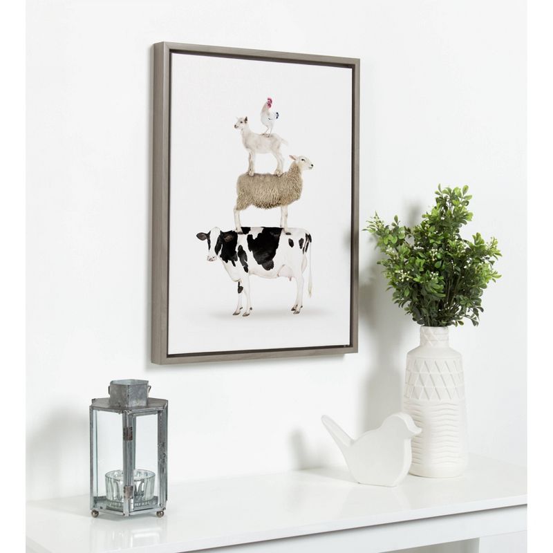 18&#34; x 24&#34; Sylvie Stacked Farm Animals Framed Canvas Wall Art by Amy Peterson Gray - Kate and Laurel, 6 of 7