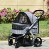 Pawhut Luxury One-click Folding Pet Stroller Dog/cat Travel Carriage With  Wheels Adjustable Canopy Zippered Mesh Window Door Gray And Black : Target