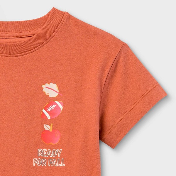 Playera tipo jersey de manga corta de fútbol de otoño para niños pequeños - Cat & Jack™ Naranja oscuro 3