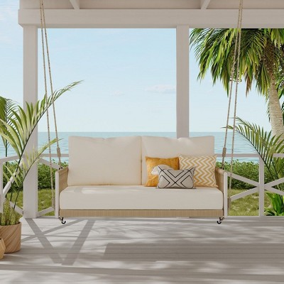 PAGED Outdoor Swing Sofa with Cushions,Pillows and Rope,Daybed Swings for Patio,Garden