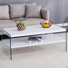 Syemin Side Table Modern Double Layer Coffee Table for Living Room Terrace Bedroom, White, 43.3"*23.6"*17.7" - 2 of 4