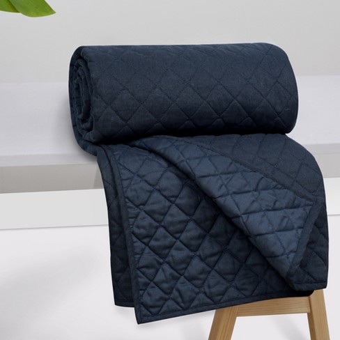 Quilted navy online throw