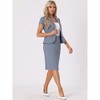 INSPIRE CHIC Women's Short Sleeve Blazer Jacket Pencil Skirt Business Suit Set 2 Pcs - 3 of 4